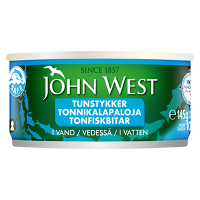Tunstykker tonnikalapaloja tonfiskbitar vedessä